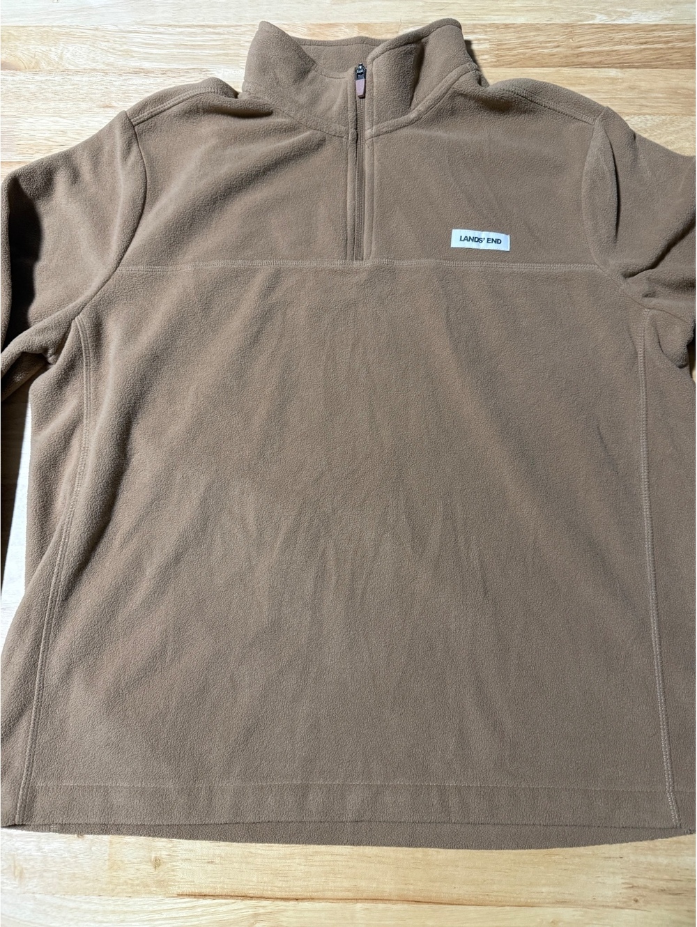 Lands’ End Men’s Large 42-44 Brown Fleece Quarter Zip Pullover